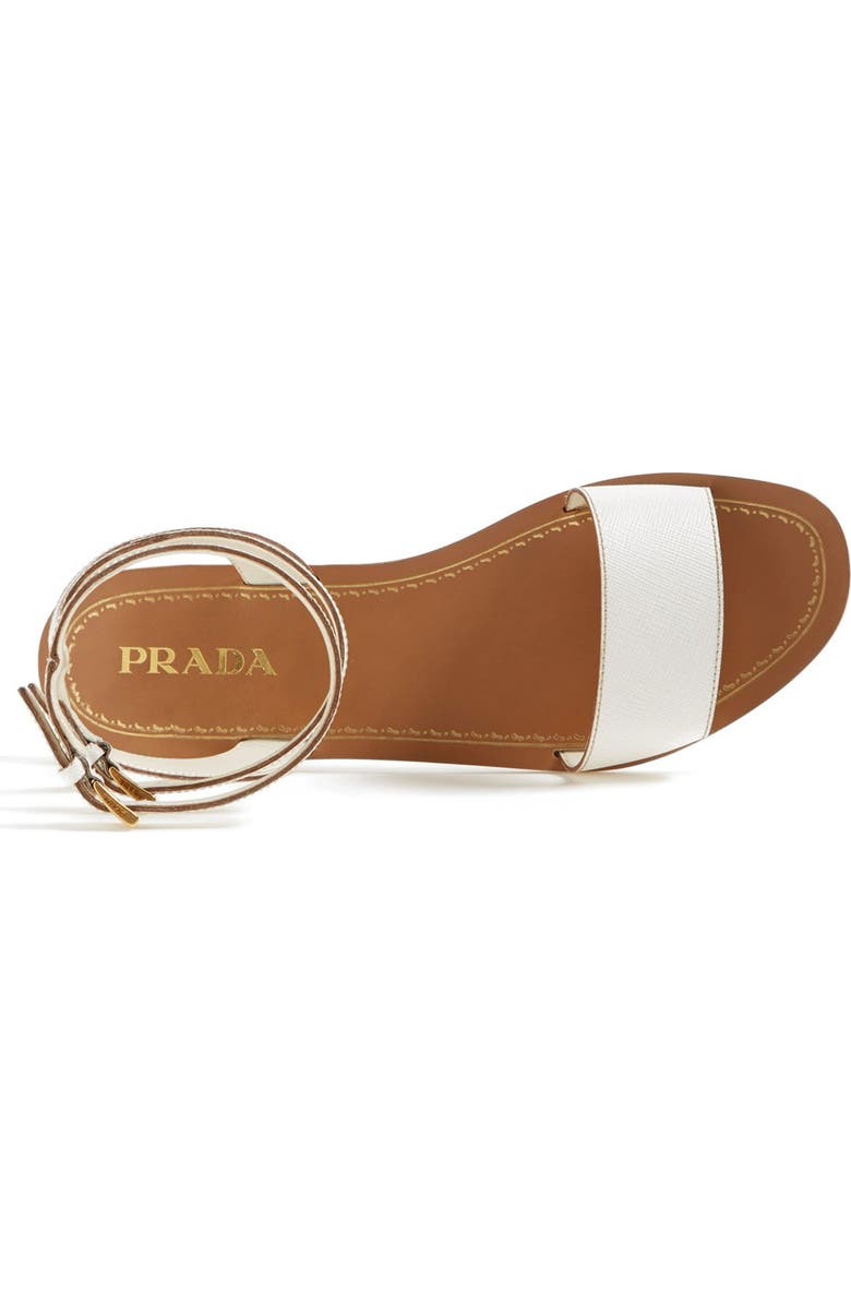 Prada Double Ankle Strap Flat Sandal, Alternate, color,