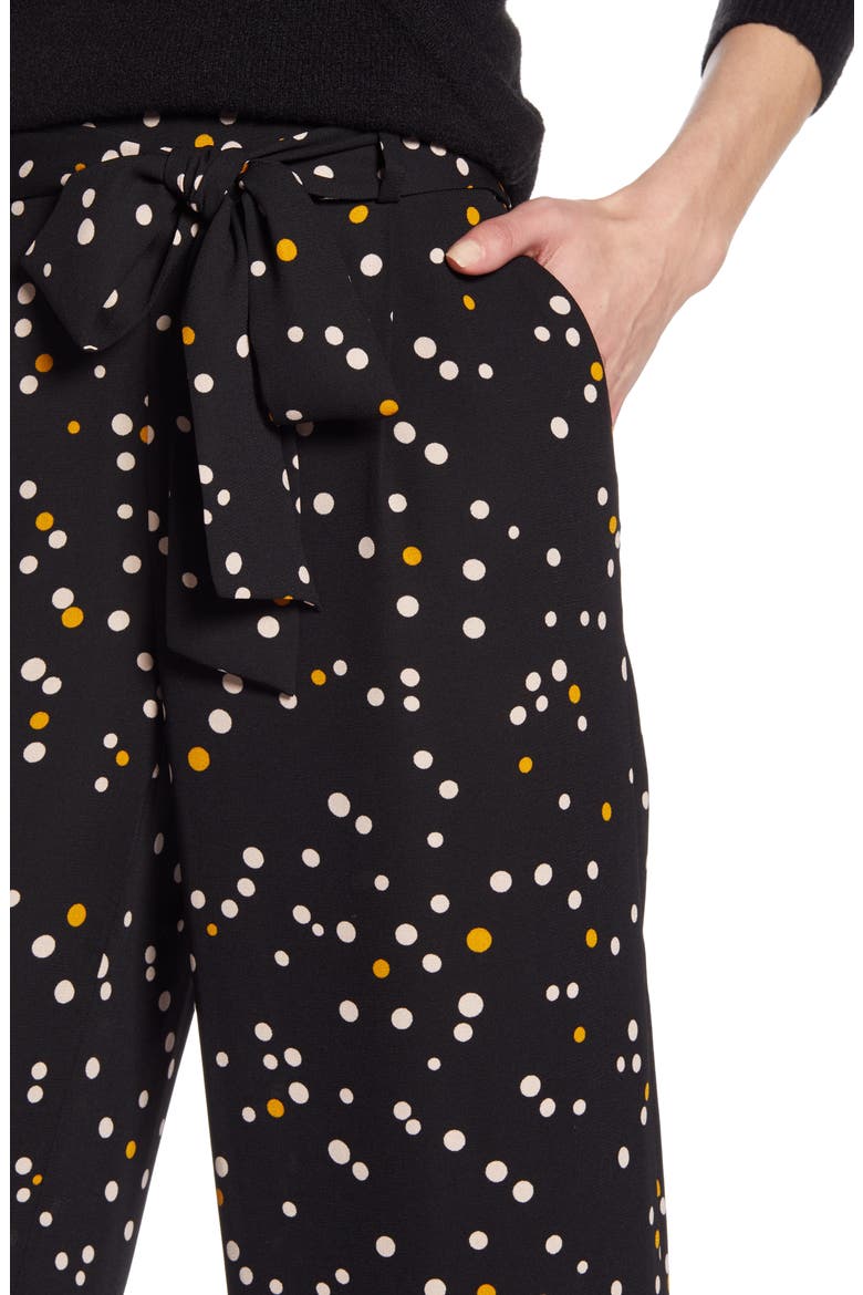 Wide Leg Crop Pants, Alternate, color, BLACK- PINK MIXED DOT