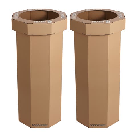 Fleur 25-Gallon Classic Disposable Corrugated Cardboard Event Trash Can and Recycling Bin (Set of 2)