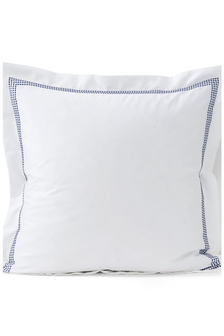 400 Thread Count Premium Supima Cotton No Iron Sateen Embroidered Pillow Sham, Alternate, color, Dusk Indigo Sky Dots