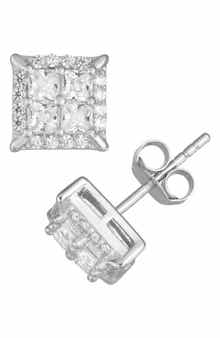 FUZION CREATIONS Pavé Cubic Zirconia Stud Earrings