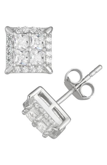 Fuzion Creations Pavé Cubic Zirconia Stud Earrings In White