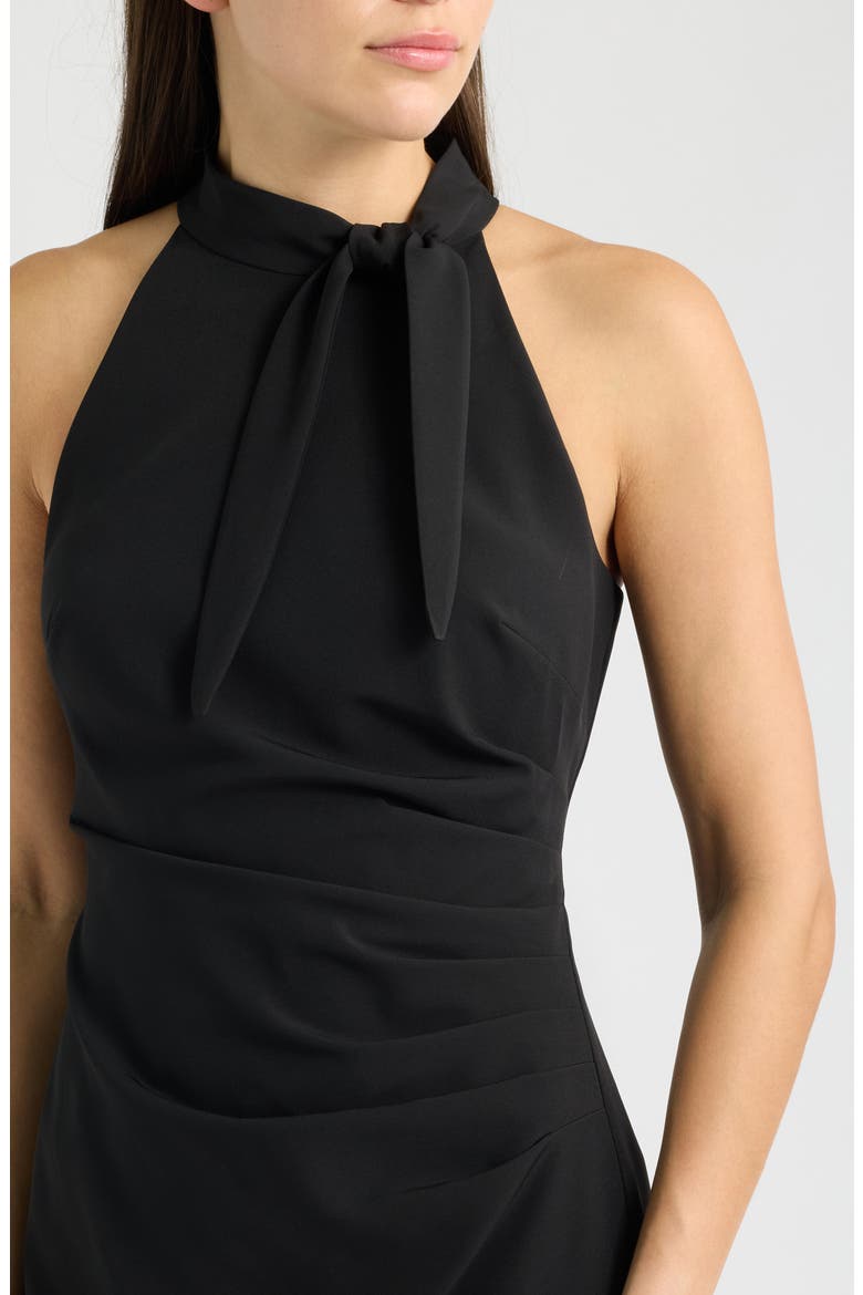 Laguna Pleated Tie Neck Sleeveless Sheath, Alternate, color, BLACK