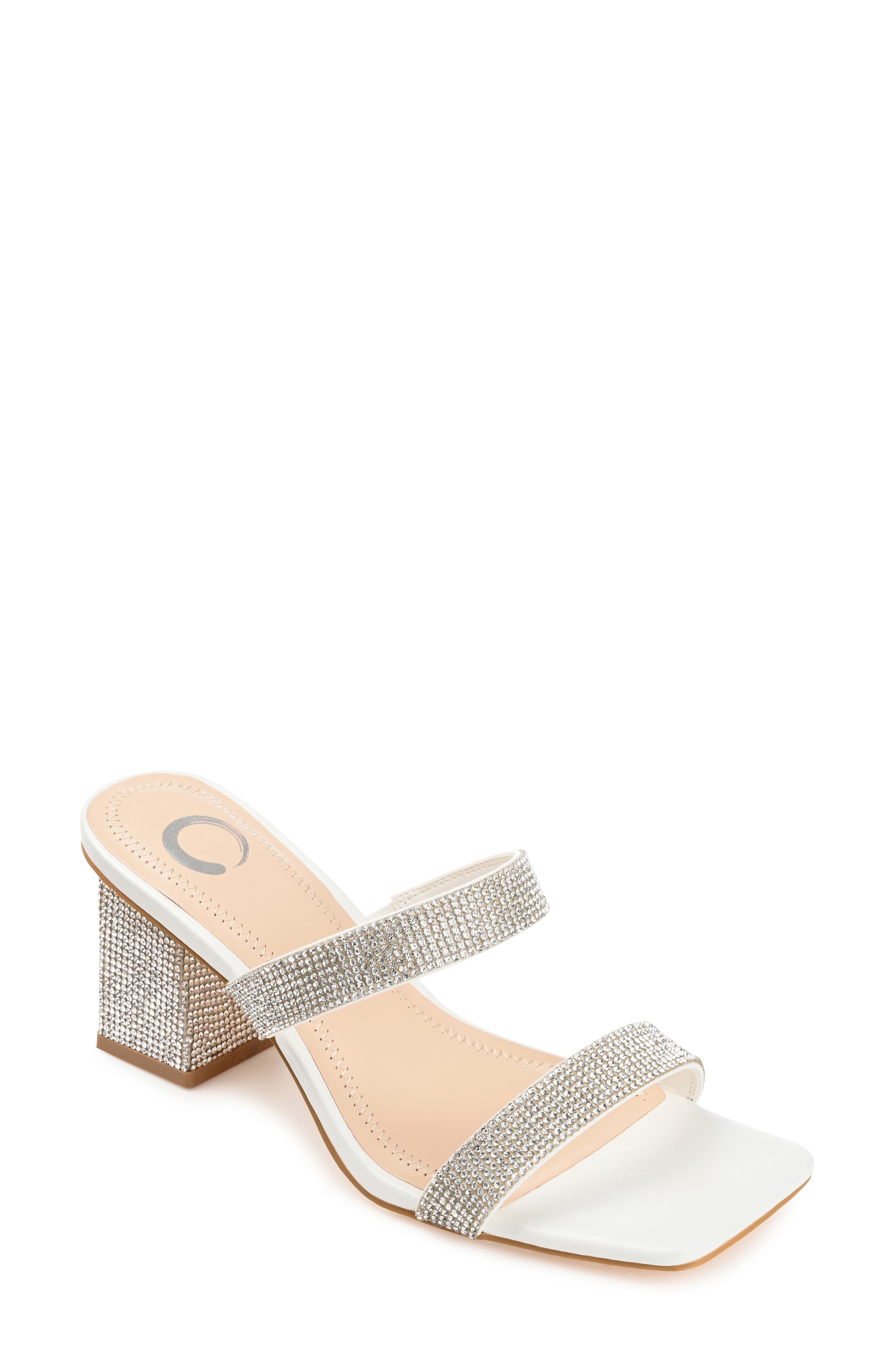 Journee Collection Shandee Heeled Sandal, Main, color, White