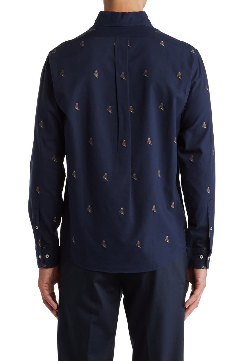 Brooks Brothers Owl Cotton Button-Down Shirt, Alternate, color, 