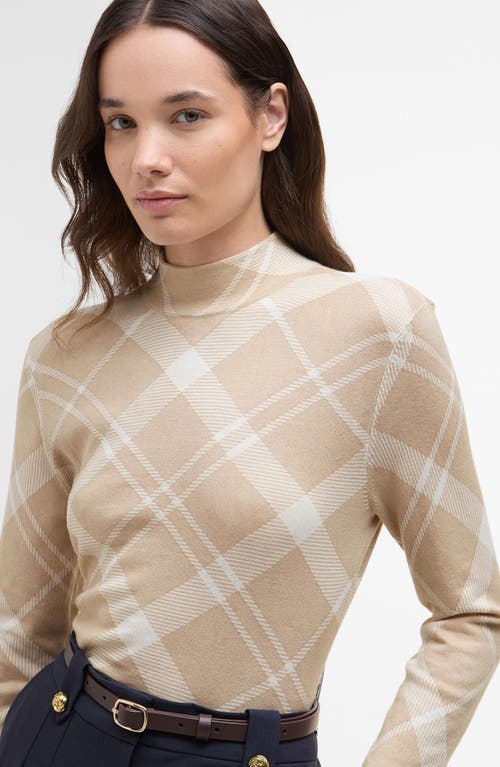 Barbour Savannah Plaid Mock Neck Cotton Sweater In Neutral