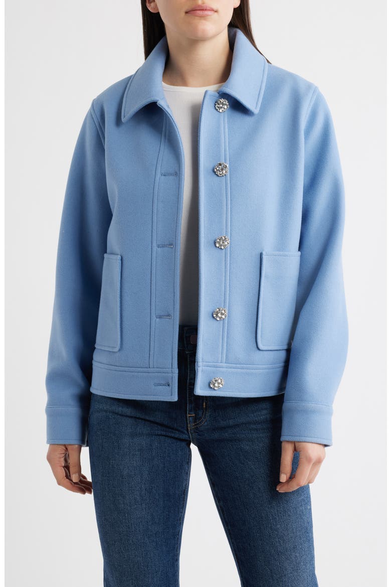 Jewel Button Flannel Jacket, Main, color, MINERAL