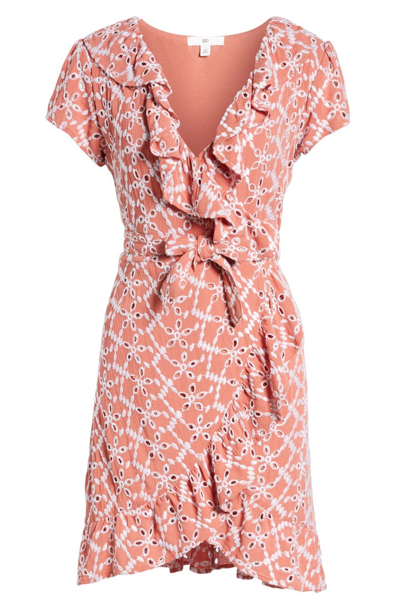 BP. Eyelet Wrap Minidress, Alternate, color,