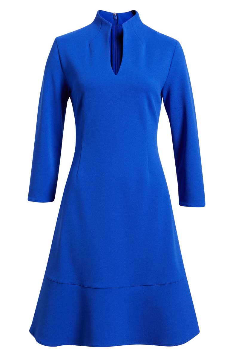 Ming Wang Long Sleeve Stretch Crepe Fit & Flare Dress, Alternate, color, Sapphire Sea