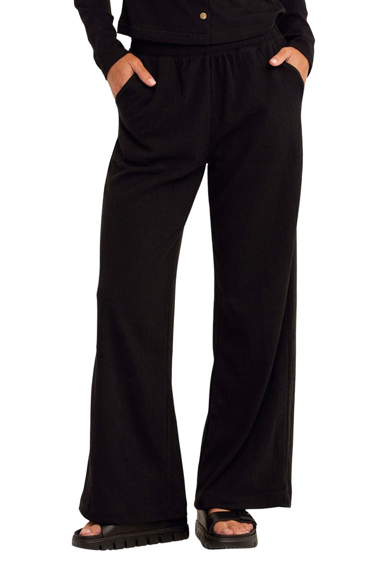 Ivanna Textured Jersey Wide Leg Pants, Main, color, BLACK