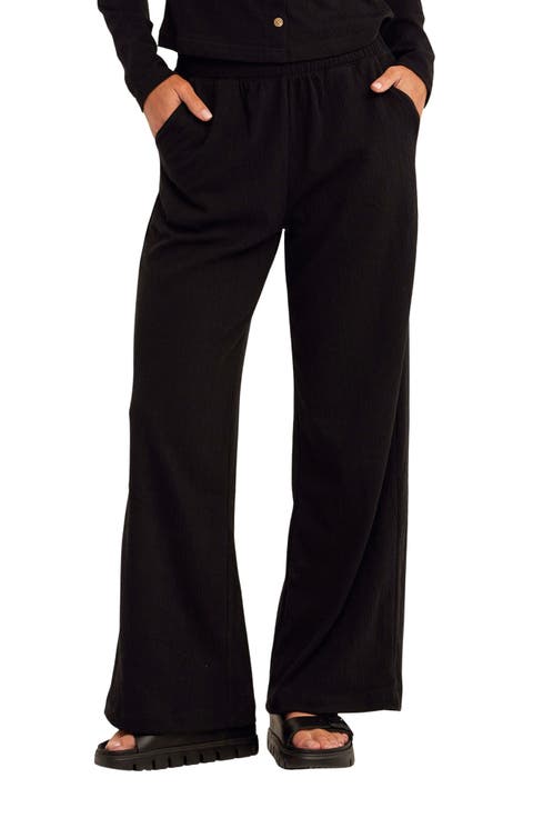 Ivanna Textured Jersey Wide Leg Pants