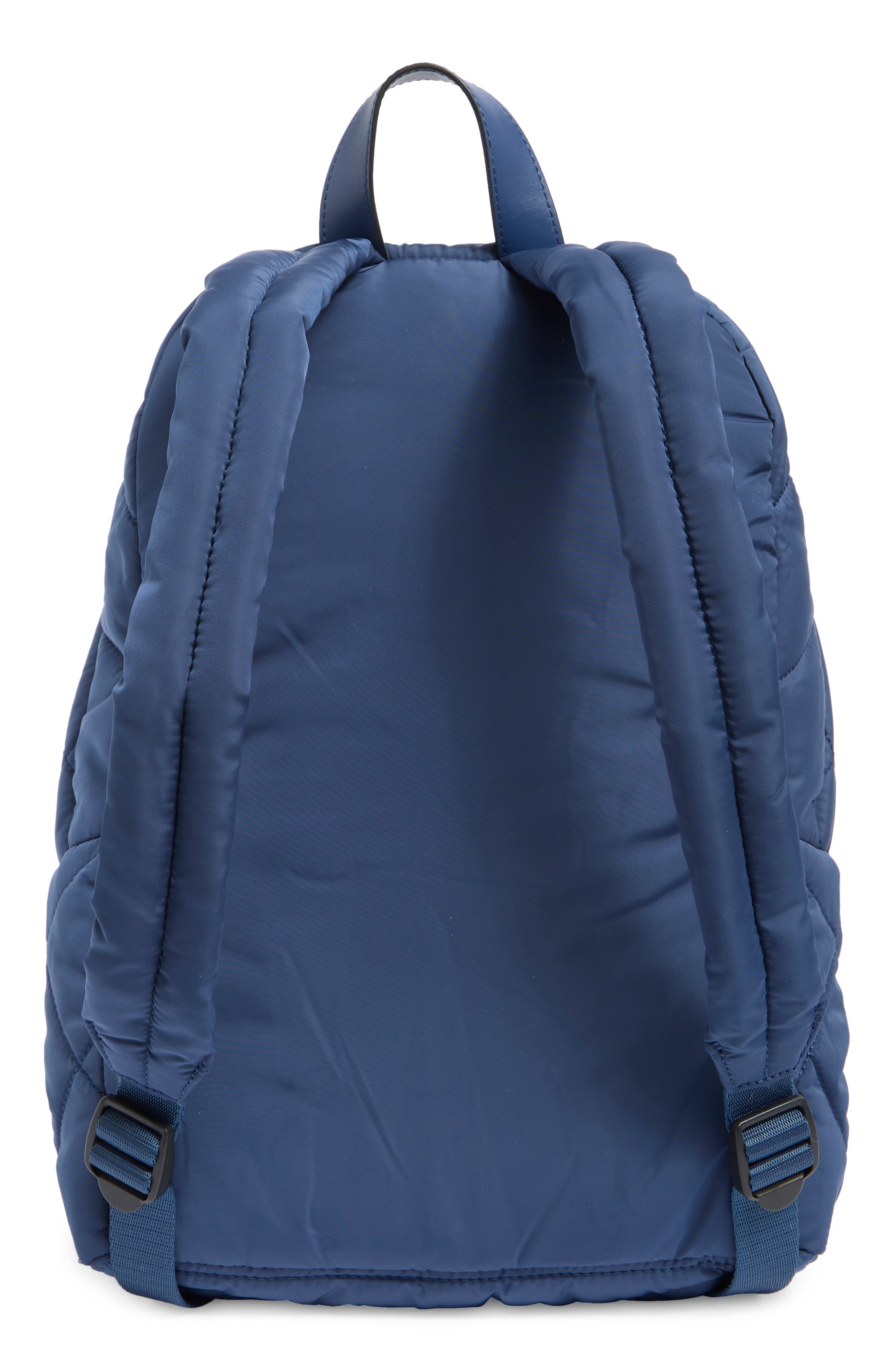 Quilted Nylon School Backpack, Alternate, color, AZURE BLUE