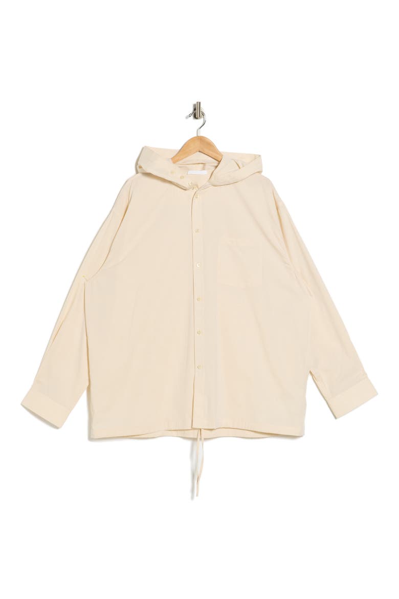 Hoodie Cotton Poplin Button-Up Shirt, Alternate, color, VANILLA