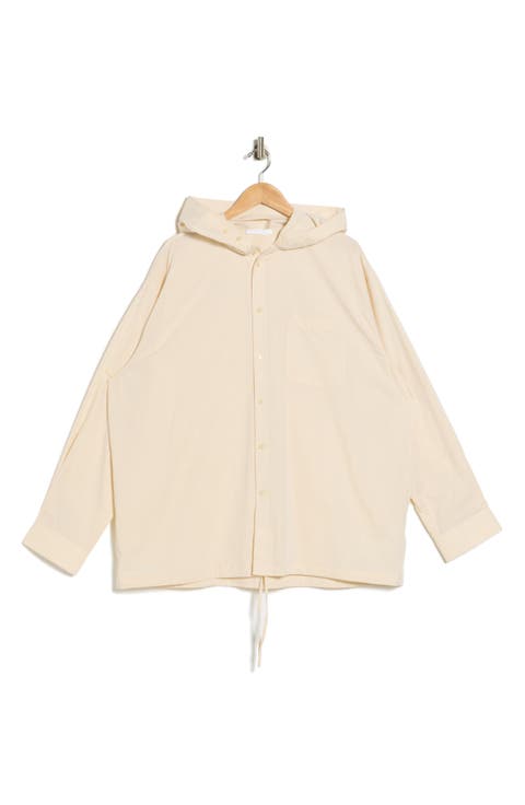 Hoodie Cotton Poplin Button-Up Shirt