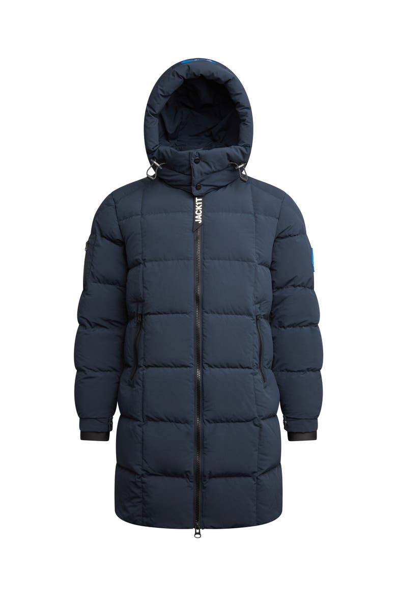 EZ Hooded Boxed Puffer Coat, Alternate, color, INK/BLACK