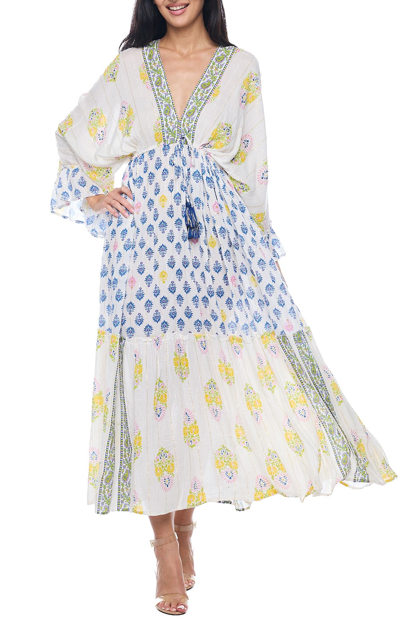 RANEES Paisley Plunge Maxi Dress