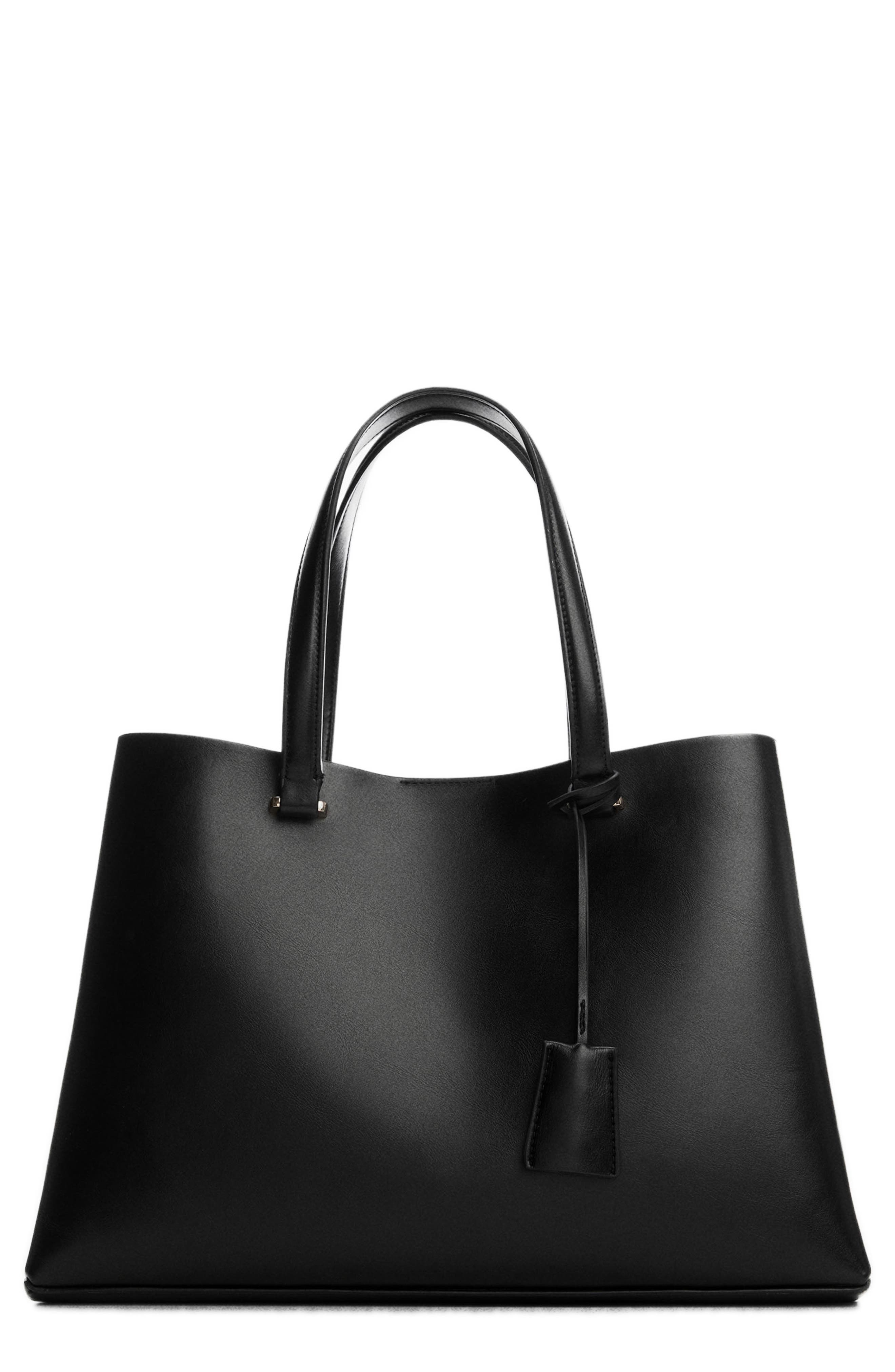 MANGO Faux Leather Shopper, Main, color, 