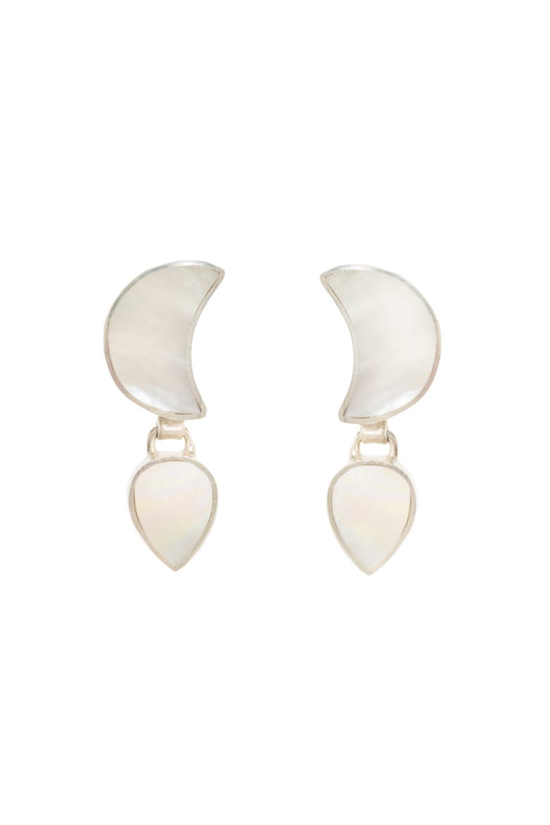 Petite Moon Earrings, Silver, Main, color, Silver