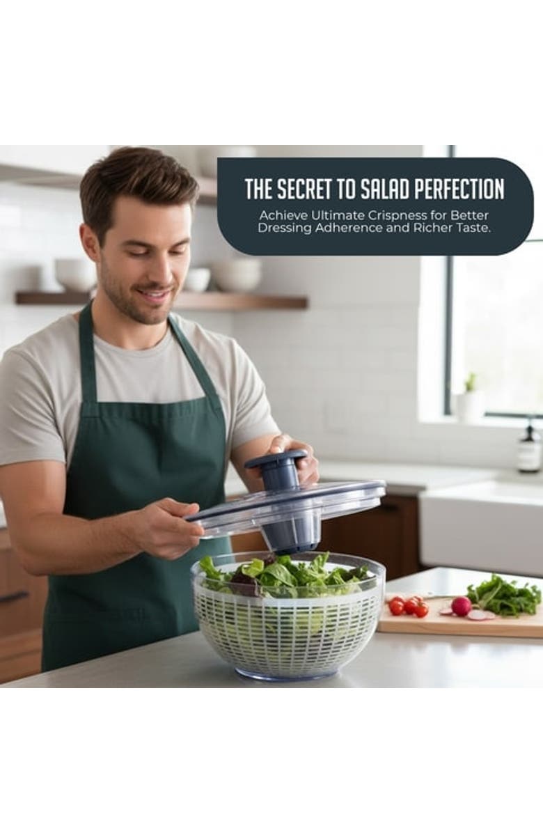 Luminuxe Salad Spinner with Built In Drain 5.3 Quart, Alternate, color, Clear