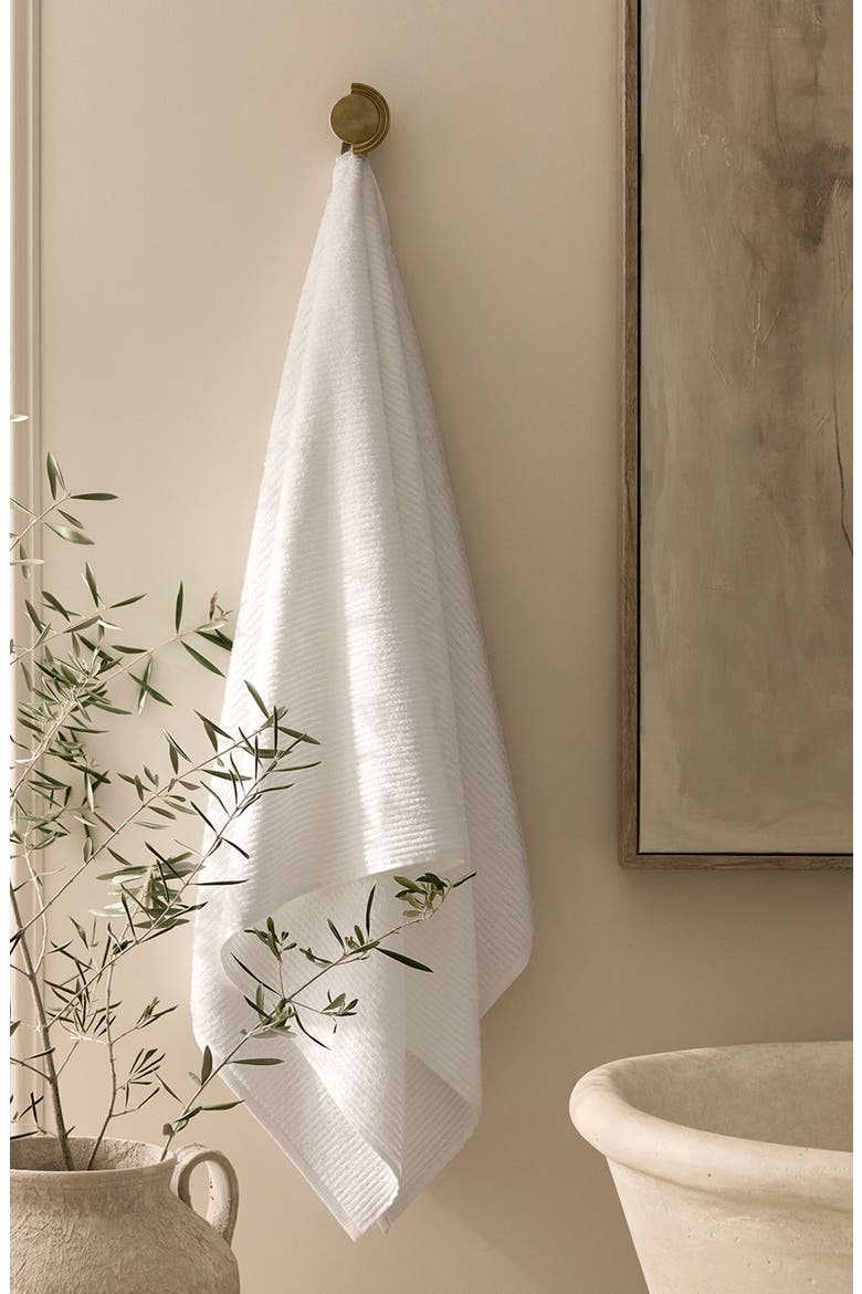 Ribbed Organic Cotton Bath Towel, Alternate, color, WHITE