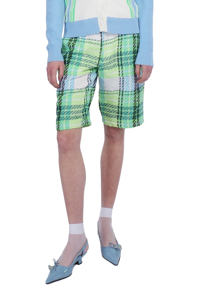Capri Plaid Shorts, Alternate, color, LIME MULTI