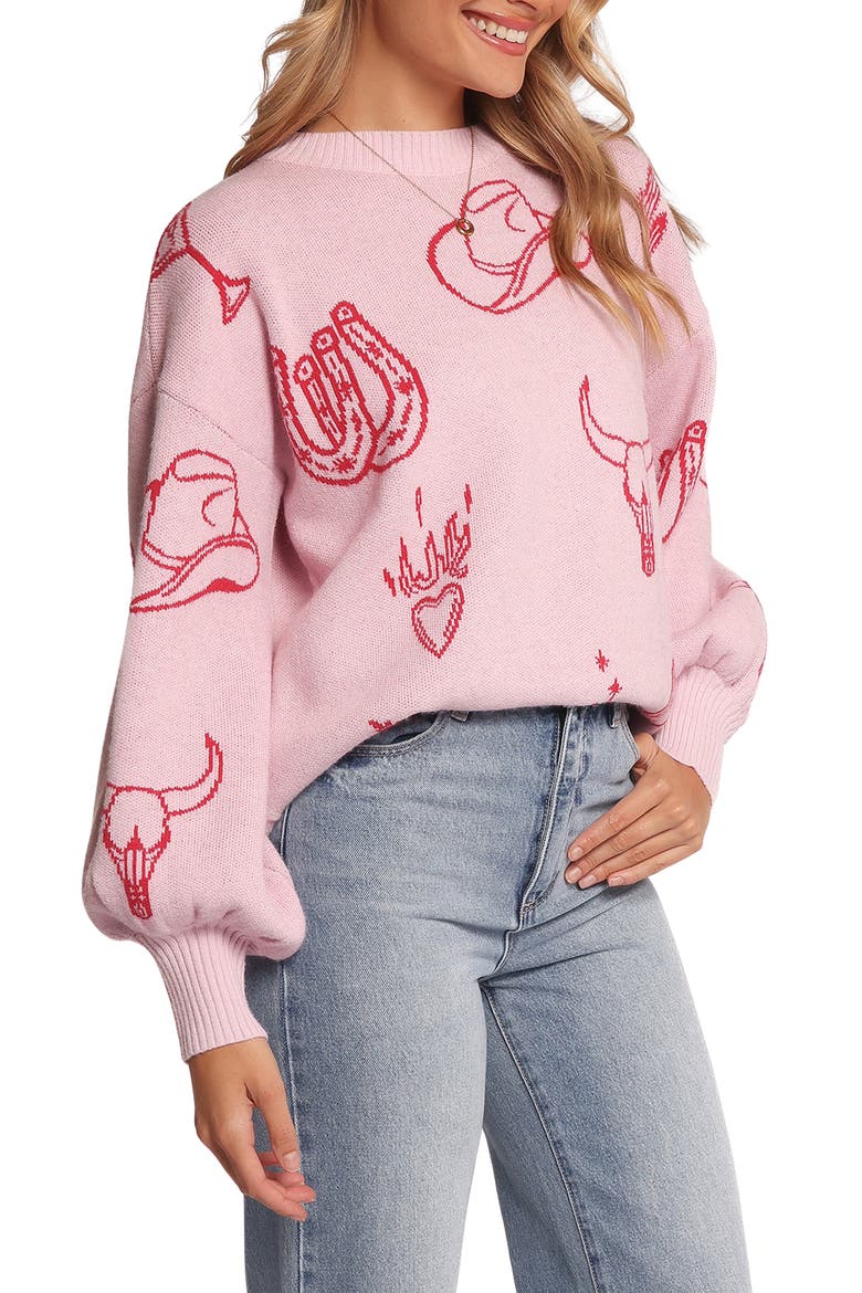 Jax Western Sweater, Alternate, color, PINK