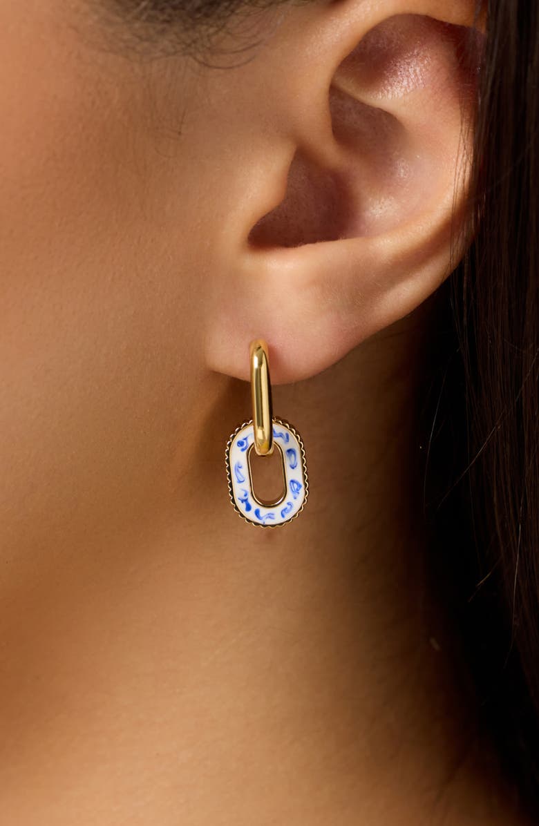 Ana Luisa Double Hoop Earrings - Ash Double Marble Blue, Alternate, color, Gold