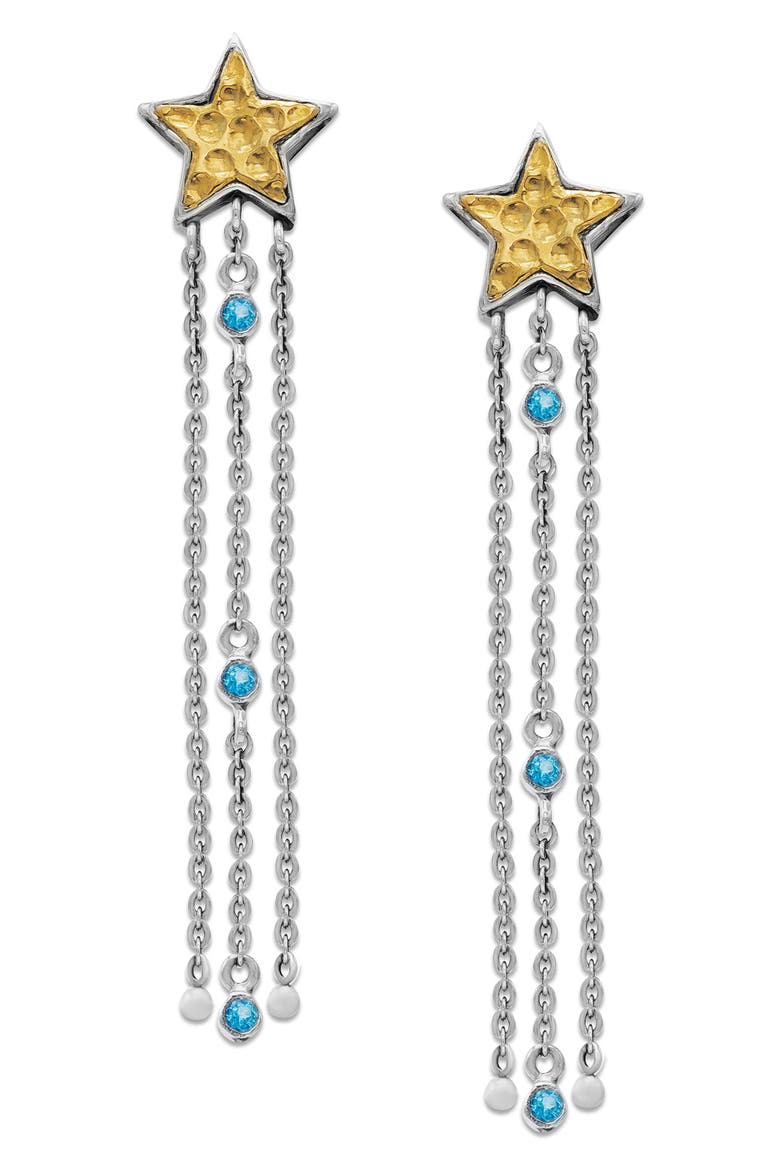 Star Tassel Drop Earrings, Main, color, BLUE