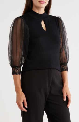 BY DESIGN Harmony Mesh Sleeve Sweater