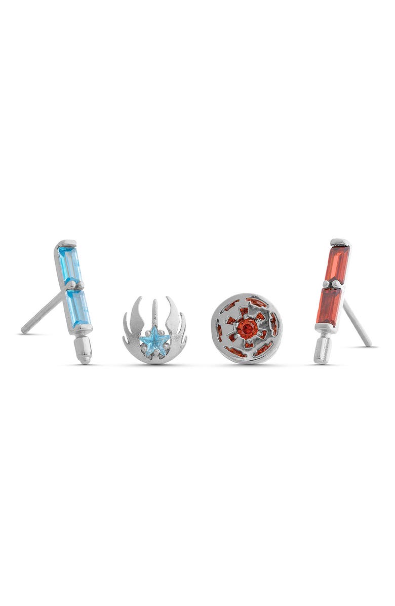 Girls Crew Star Wars<sup>™</sup> Choose Your Side Set of 4 Mismatched Stud Earrings, Main, color, Silver