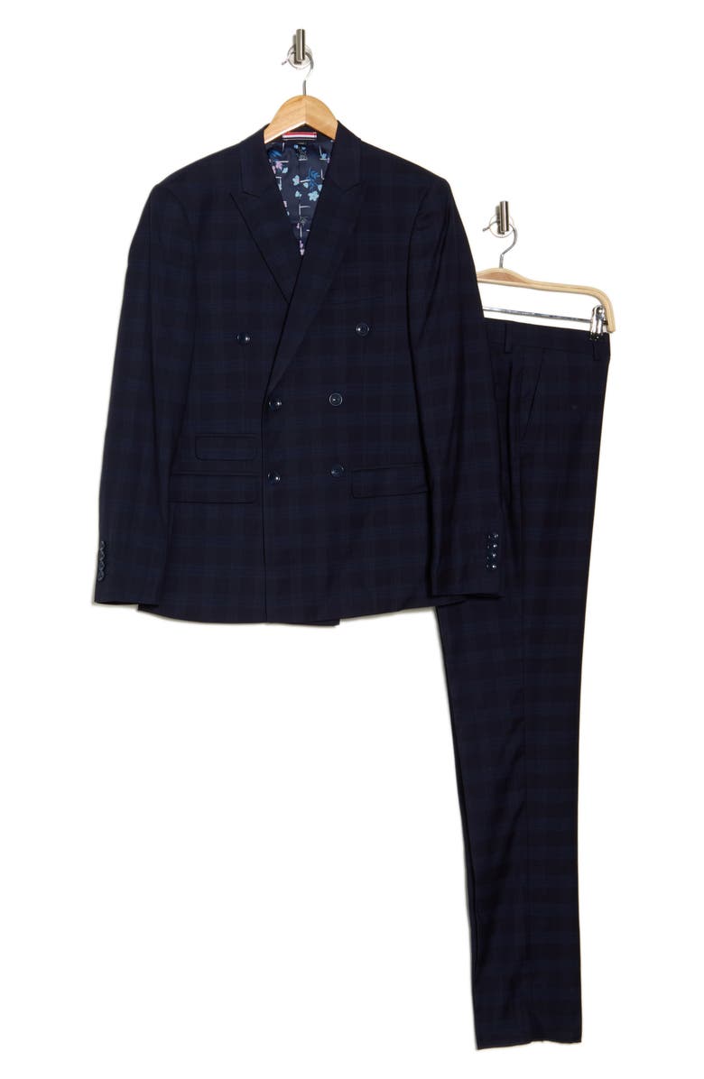 Navy Plaid Double Breasted Suit