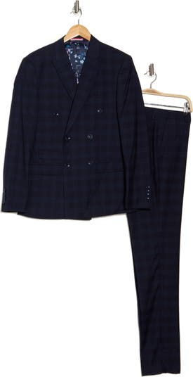 Navy Plaid Double Breasted Suit