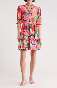 Eliza J Floral Puff Sleeve Fit & Flare Dress