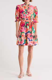 Eliza J Floral Puff Sleeve Fit & Flare Dress