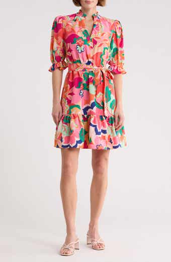 Eliza J Floral Puff Sleeve Fit & Flare Dress