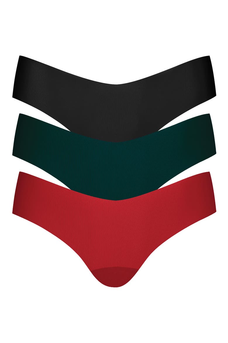 Invisible Rib One Size Assorted 3-Pack Thongs, Main, color, MULTI-MULTI COLORED OR PACK
