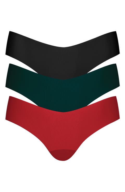 Invisible Rib One Size Assorted 3-Pack Thongs