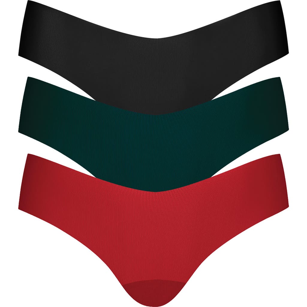 Commando Invisible Rib One Size Assorted 3-pack Thongs In Multi
