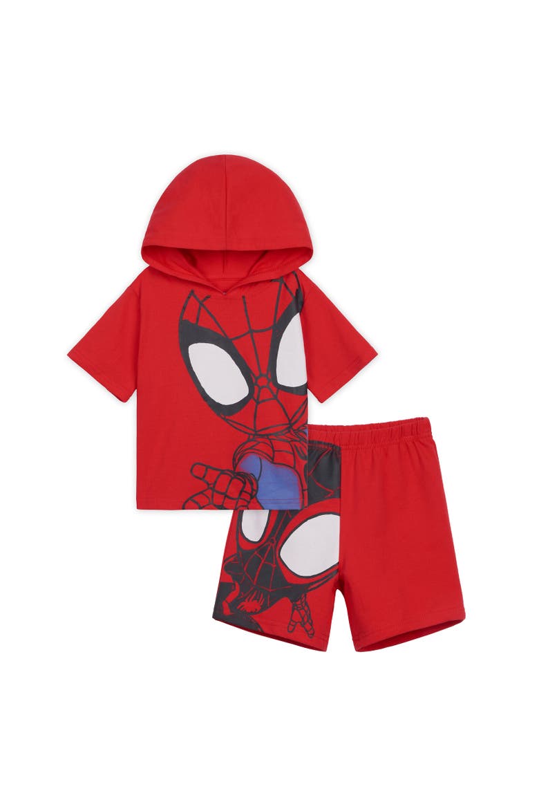 Spidey and His Amazing Friends Short Sleeve Hoodie & Shorts Set, Main, color, Red