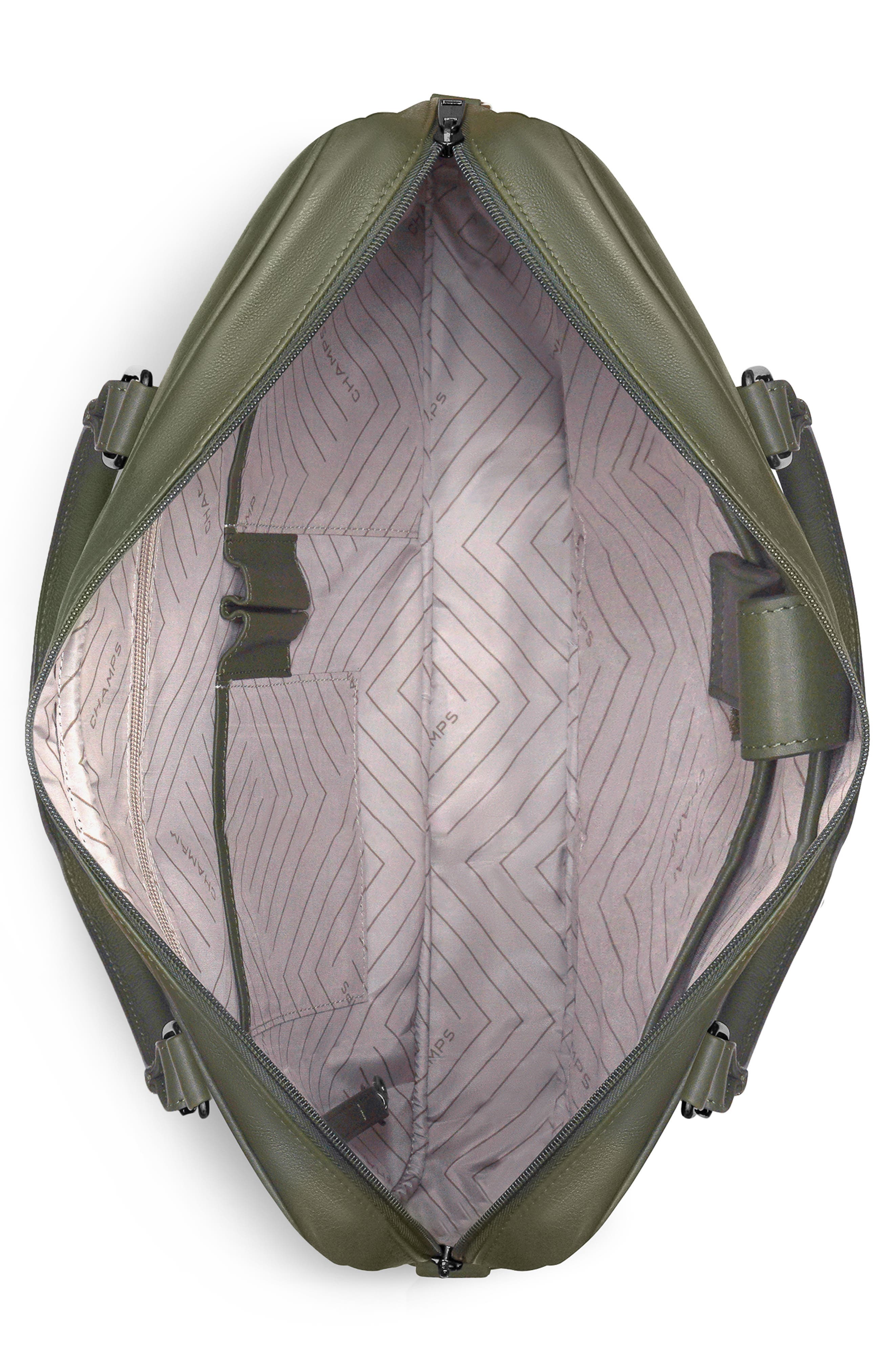 CHAMPS Compact Leather Slim Briefcase, Alternate, color, Khaki