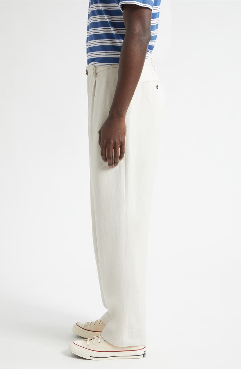 Noah Single Pleat Hemp Canvas Trousers, Alternate, color, Ivory