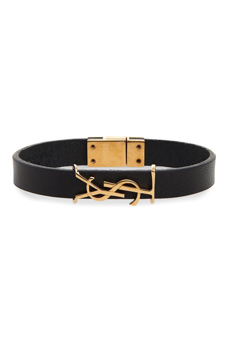 Opyum YSL Leather Bracelet, Main, color, NERO/ GOLD