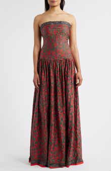 Sani Maya Floral Pleated Drop-Waist Gown