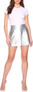 Susana Monaco Pleat Front Iridescent Faux Leather Shorts