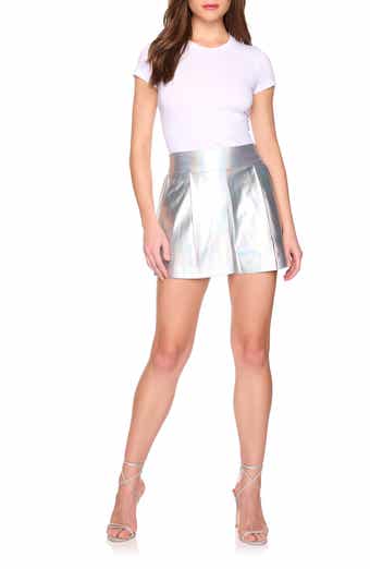 Susana Monaco Pleat Front Iridescent Faux Leather Shorts