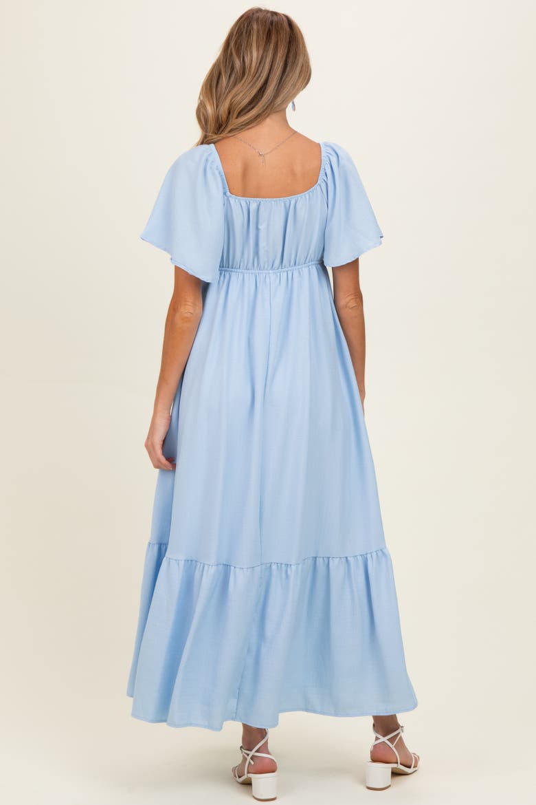 Flutter Sleeve Ruffle Hem Maxi Dress, Alternate, color, Light Blue