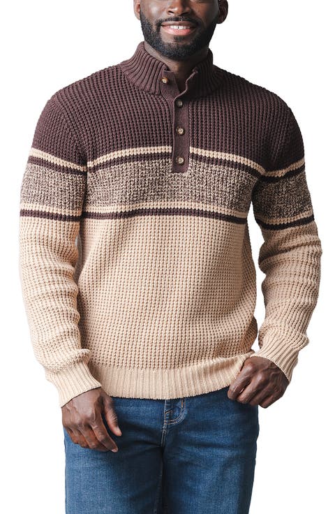 Organic Mock Neck Waffle Sweater