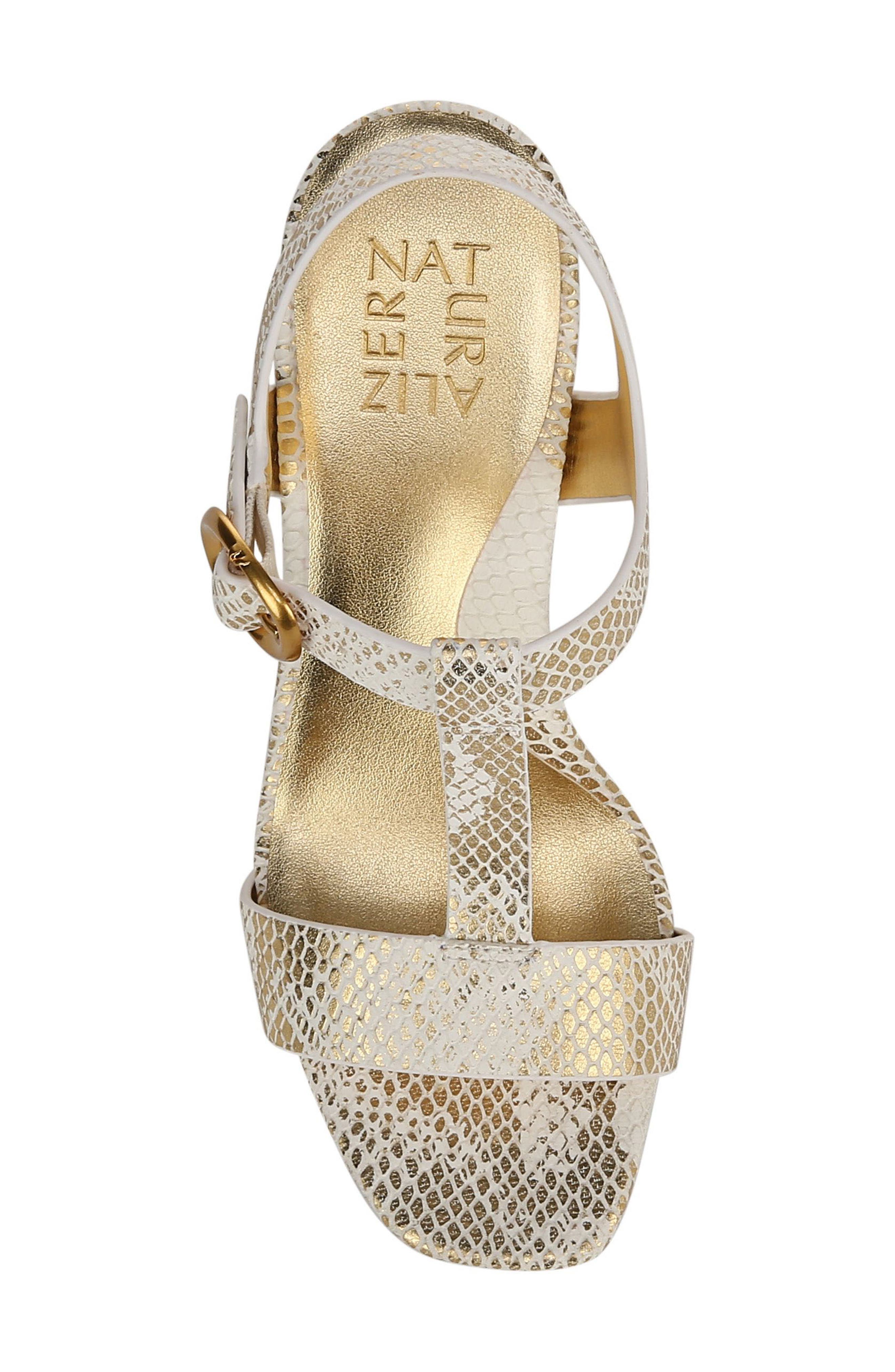 Jordis T-Strap Sandal, Alternate, color, WHITE/ GOLD