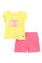 Ruffle T-Shirt & Mesh Shorts Set