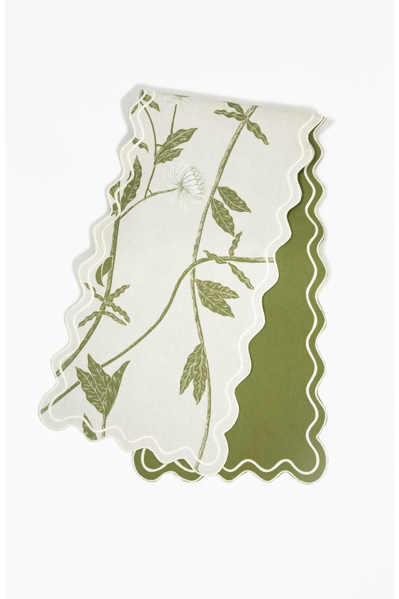 Storytime Dahlias Table Runner, Main, color, Green